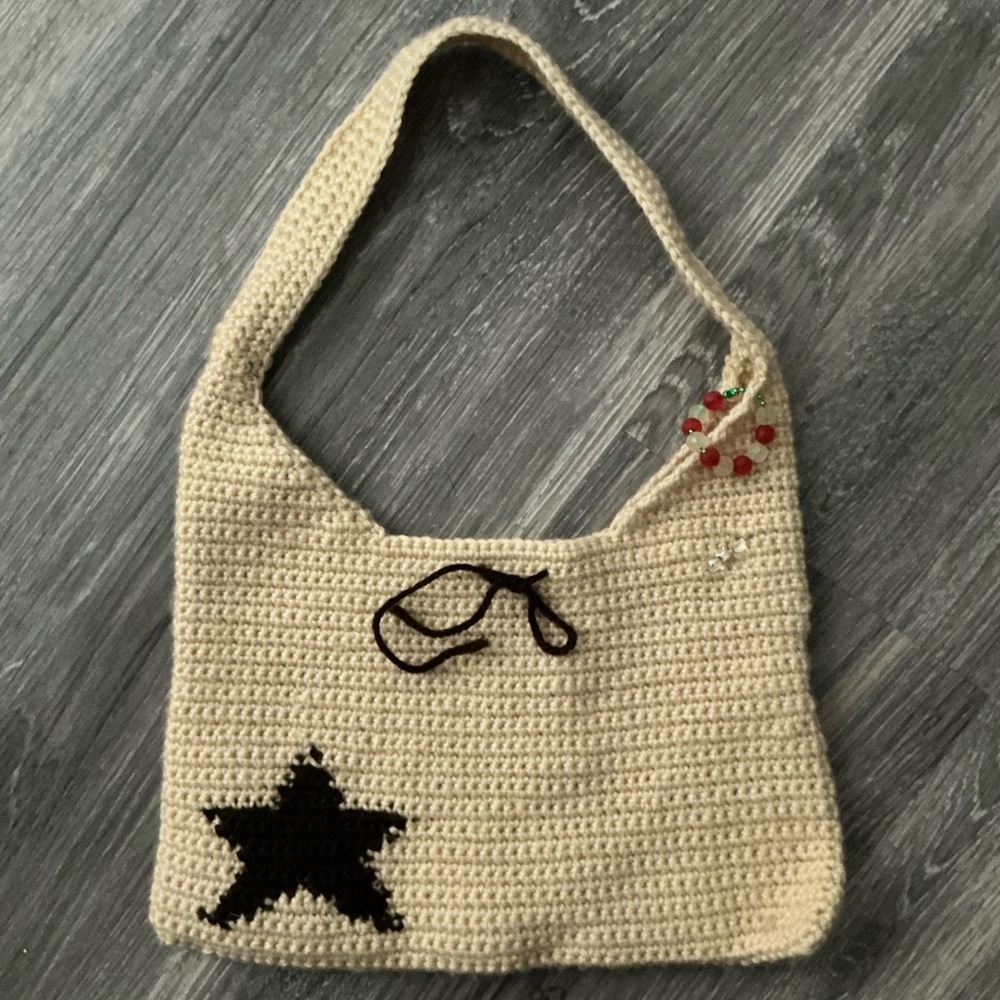 🧶 Handmade Crochet Shoulder Bag with Star Design
